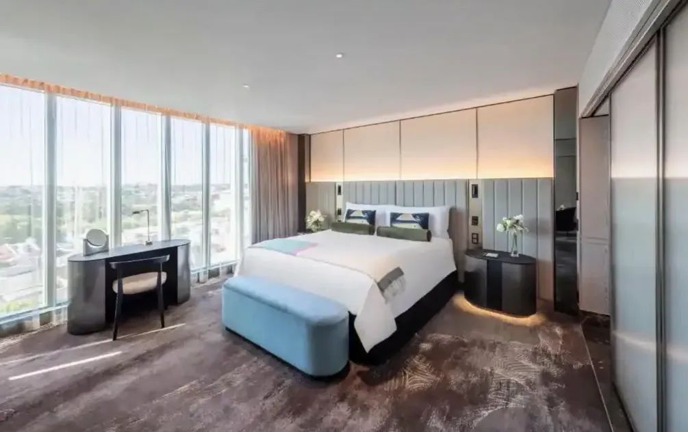 Suite bathroom with deep-soak bath